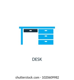 Desk icon. Logo element illustration. Desk symbol design from 2 colored collection. Simple Desk concept. Can be used in web and mobile.