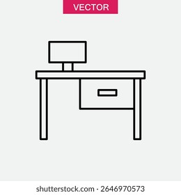 desk icon or logo isolated sign, vector flat black simple illustration for web and app..eps