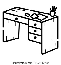 desk icon, office desk vector