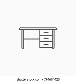 Desk Icon, Office Desk Vector