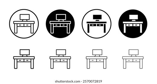 desk icon Outline vector for web ui