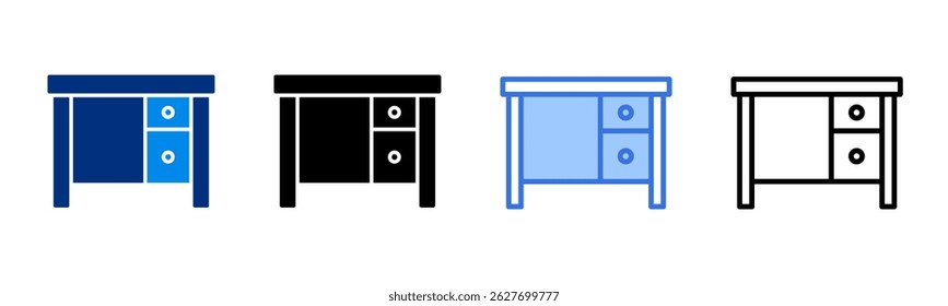 Desk Icon Set Multiple Style Vector Illustration