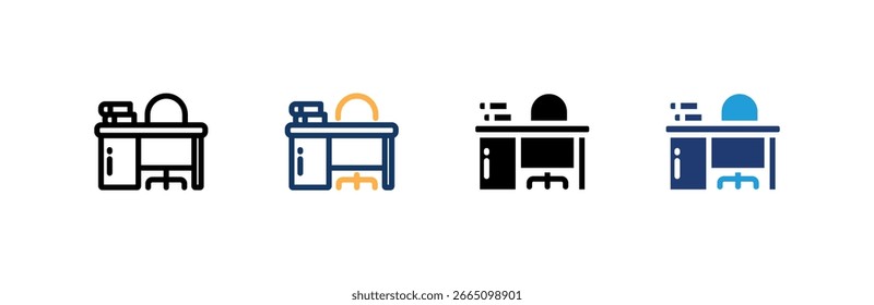Conjunto de iconos de escritorio colección de estilos múltiples. Ilustración vectorial.