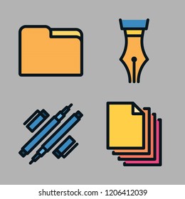 desk icon set. vector set about office material, blank page and writer icons set.