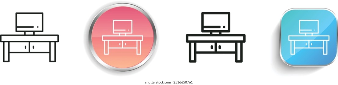 desk icon. Thin Linear, Regular and Button Style Design Isolated On White Background