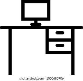 Desk Icon, Desk Vector Art Illustration