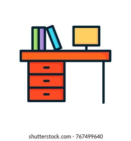 desk icon vector. desk filled outline style design