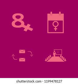 desk icon. desk vector icons set march calendar, response letter and present new idea
