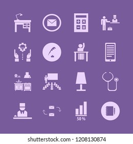 desk icon. desk vector icons set teacher in classroom, pen ink, phone conversation and ask pupil