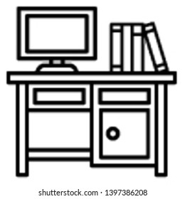 Desk Icon, Vector Illustration, Education Outline