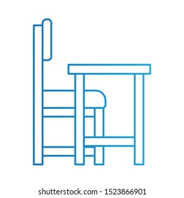 Desk Icon, Vector Illustration, Education Colour Outline