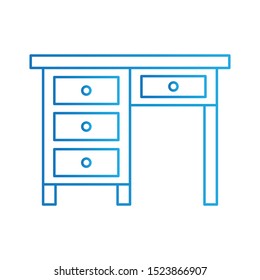 Desk Icon, Vector Illustration, Education Colour Outline