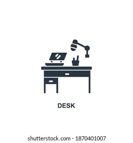 Desk Icon Vector Illustration. Glyph solid style.