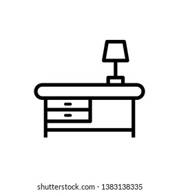 Desk icon vector illustration with outline style.