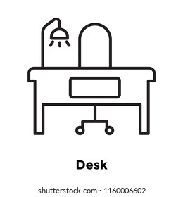 Desk icon vector isolated on white background, Desk transparent sign , sign and symbols in thin linear outline style