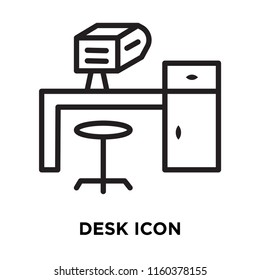 Desk icon vector isolated on white background, Desk transparent sign , linear symbol and stroke design elements in outline style