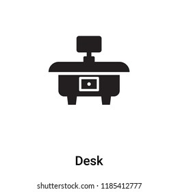 Desk icon vector isolated on white background, logo concept of Desk sign on transparent background, filled black symbol