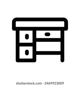 Schreibtischsymbol. Vektorgrafik-Liniensymbol für Website, Handy, Präsentation und Logo-Design.
