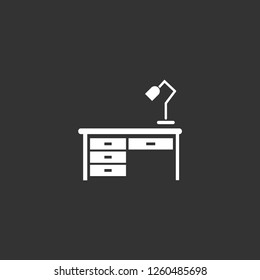 desk icon vector. desk sign on black background. desk icon for web and app