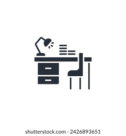 desk icon. vector.Editable stroke.linear style sign for use web design,logo.Symbol illustration.