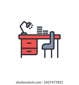 desk icon. vector.Editable stroke.linear style sign for use web design,logo.Symbol illustration.