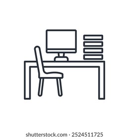 desk icon. vector.Editable stroke.linear style sign for use web design,logo.Symbol illustration.