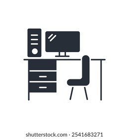desk icon. vector.Editable stroke.linear style sign for use web design,logo.Symbol illustration.