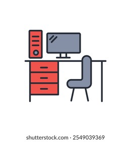 desk icon. vector.Editable stroke.linear style sign for use web design,logo.Symbol illustration.