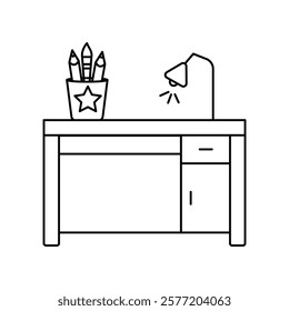 desk icon with white background vector stock illustration