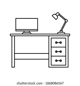 desk icon. Workplace icon. furniture sign. editable. vector illustration
