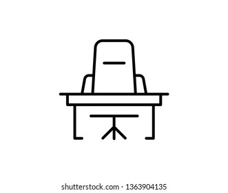 Desk Icon. Workplace, Office icon, table and chair. Office Desk Icon - Flat Vector illustration. - Vector 