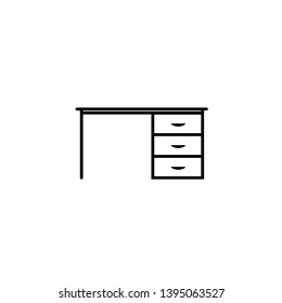 Desk Icon. Workplace, Office icon, table and chair. Office Desk Icon - Flat Vector illustration.