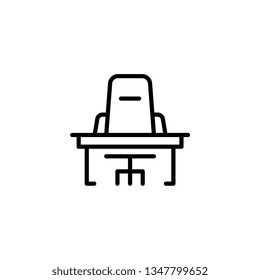 Desk Icon. Workplace symbol, Office table and chair icon. Trendy Flat style for graphic design, Web site, UI. EPS10. - Vector illustration