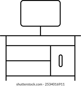 Desk icons. Editable stroke. Vector illustration
