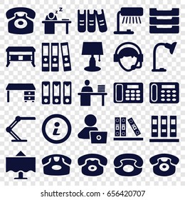 Desk icons set. set of 25 desk filled icons such as man with laptop, operator, binder, man working at the table, man sleeping on table