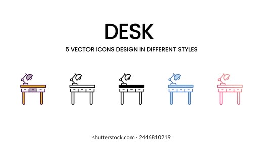 Iconos de escritorio establecidos en ilustración de stock de Vector de estilo diferente