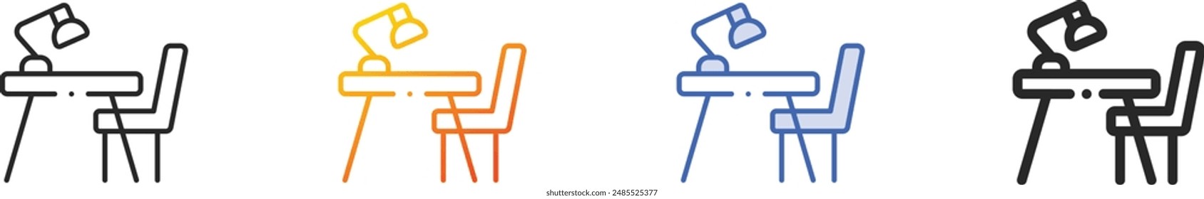 desk icon.Thin Linear, Gradient, Blue Stroke and bold Style Design Isolated On White Background