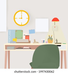 A desk illustration for work from home