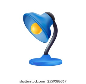 Desk lamp 3D illustration. Simple blue student desk lamp 3D vector illustration clipart cartoon style. Students, classroom, school supplies, back to school concept