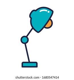 diseño de ilustración vectorial de la línea de accesorios de la lámpara de escritorio y del estilo de relleno