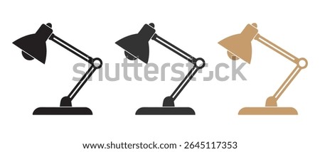 desk lamp adjustable arm silhouette vector illustration.