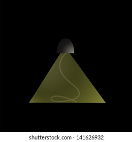 desk lamp with a black background, with a empty space under spotlight.