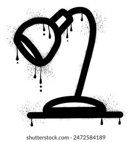 Desk lamp with black spray paint graffiti style