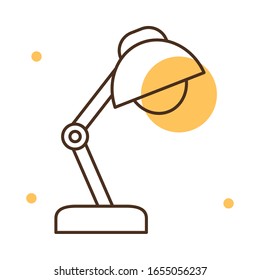 Diseño de iconos de bloques de lámparas de escritorio y estilo de línea, herramienta eléctrica de energía eléctrica para dispositivos de oficina en el hogar y tema de instrumentos Ilustración vectorial