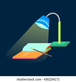 desk lamp & book vector