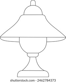 Desk lamp continuous line drawing. One line art of home appliance, lamp, illuminator, light bulb, lighting.