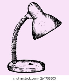 desk lamp, doodle style, hand drawn