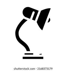 Schreibtischlampe Glyph Symbol Vektorgrafik. Schreibtischleuchte einzelne Symbolillustration