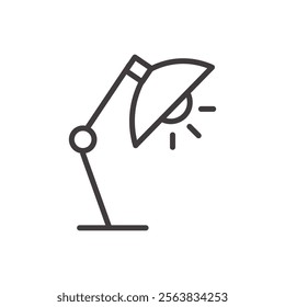 Desk Lamp Icon Depicting a Table Light in Black and White