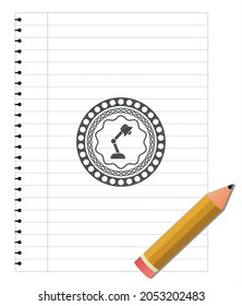 dibujo del icono de la lámpara de escritorio con efecto de lápiz. Ilustración vectorial. Detallado.